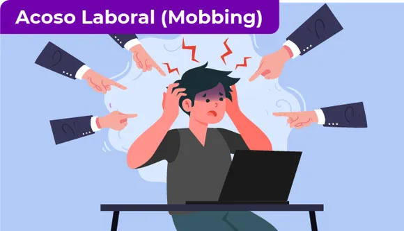 Muestra a una persona siendo acosada laboralmente (mobbing)