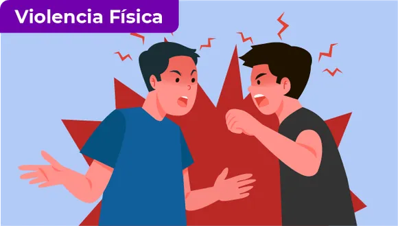 Muestra a dos personas violentándose de forma física